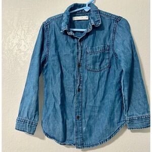 ZARA KIDS Blue Denim Long Sleeve Button Up Shirt Size 6